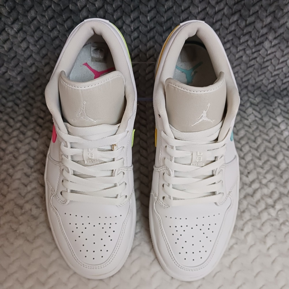 Air Jordan 1 Low White Multi Color Swoosh Men's Sneakers Shoes Size 8 - Picture 5 of 14
